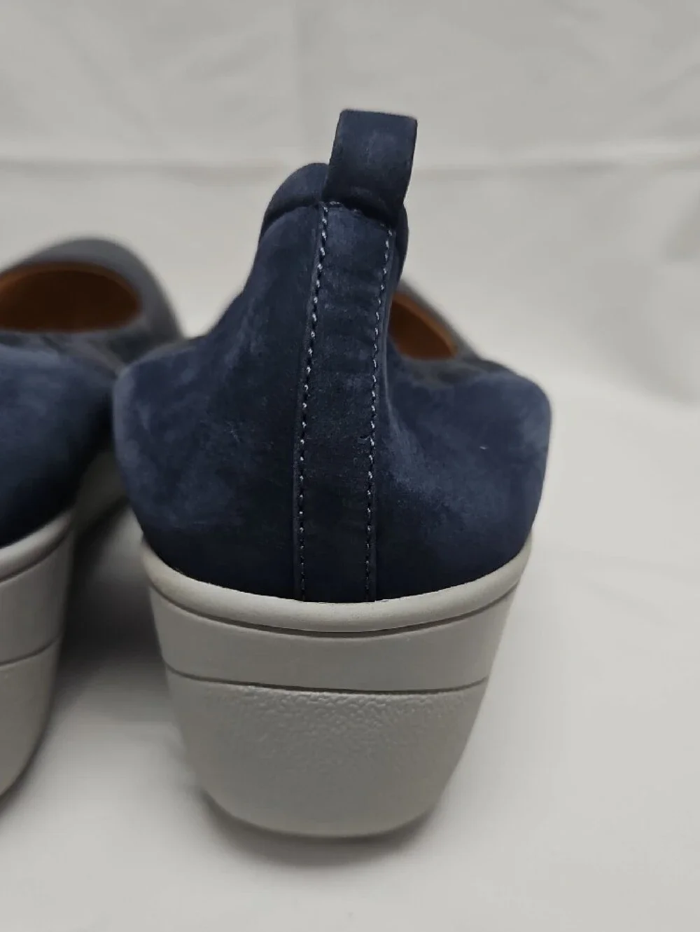 Vionic Jacey Womens 11 Navy Leather Suede Slip On Wedge Sneakers Comfort Shoes